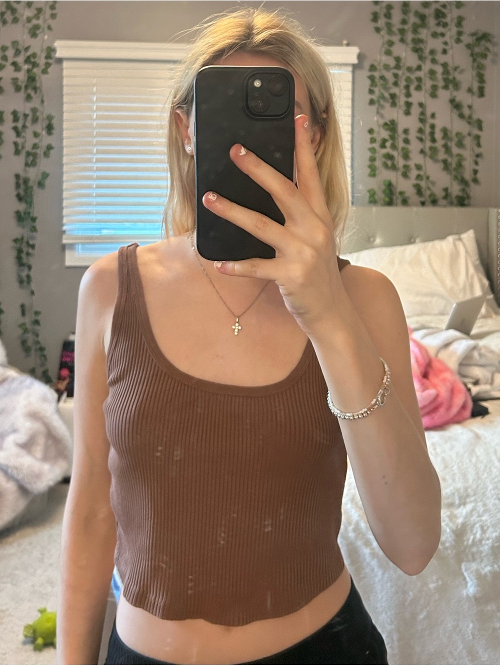 Old Navy Brown Ribbed Scoop Neck Tank Top - Picture 1 of 4